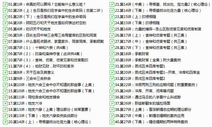 八字盲派基础核心系列视频教程40集