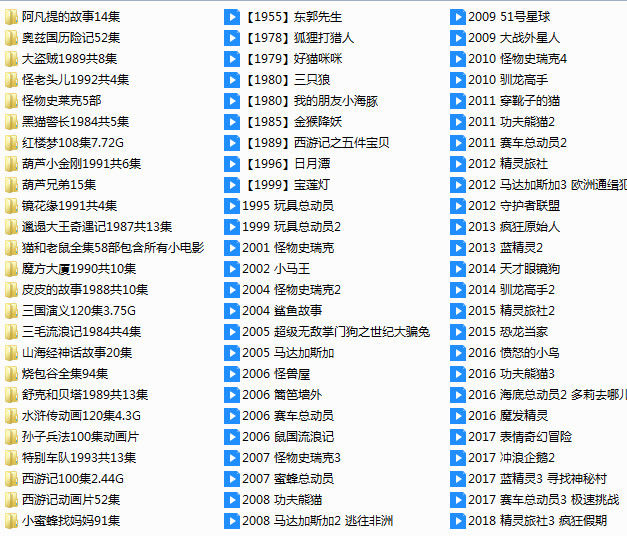 动画片儿童动画片共300多部精品动画片